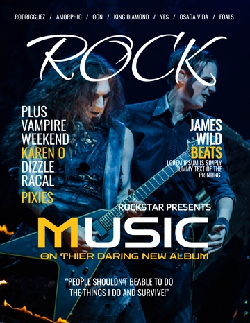Free Rock Music Magazine Cover Template to Edit Online