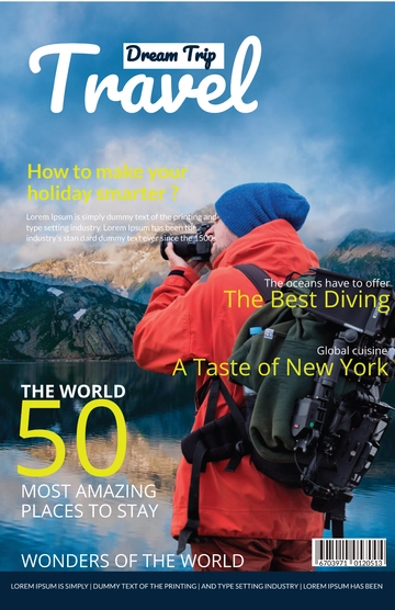 Free Modern Travel Magazine Cover Template to Edit Online