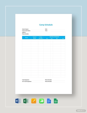 Camp Schedule Template
