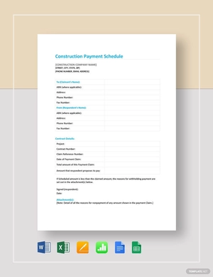Construction Payment Schedule