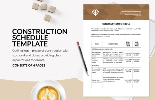 Construction Schedule Template