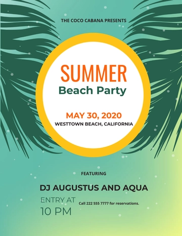 Free Beach Party Flyer Sample Template to Edit Online
