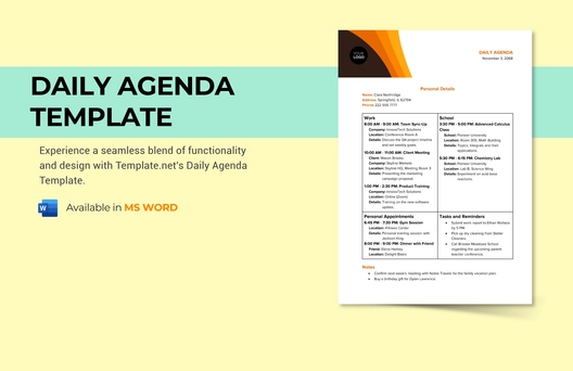 Daily Agenda Template Daily Agenda Template