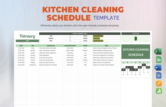 Kitchen Cleaning Schedule Template