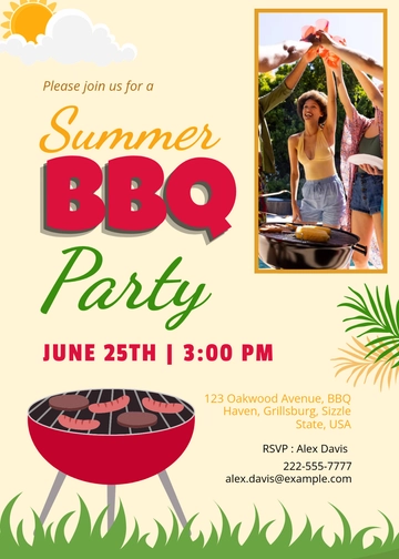 Summer Bbq Party Invitation Template - Edit Online & Download