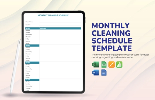Monthly Cleaning Schedule Template