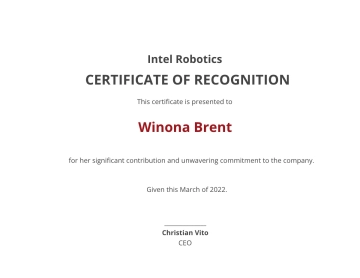 Free Certificate of Recognition Template to Edit Online