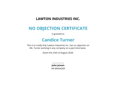 Free No Objection Certificate from Employer Template to Edit Online Free No Objection Certificate from Employer Template to Edit Online