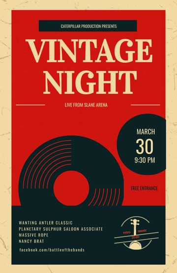 Free Vintage Music Poster Template to Edit Online