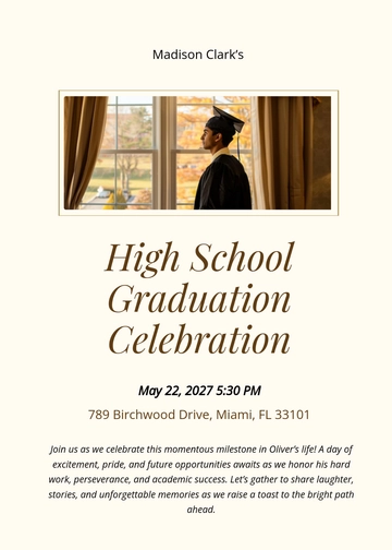 Free High School Graduation Invitation Template to Edit Online