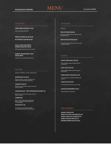 Free Chalkboard Menu Design Template to Edit Online