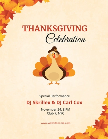 Free DJ Thanksgiving Flyer Template to Edit Online