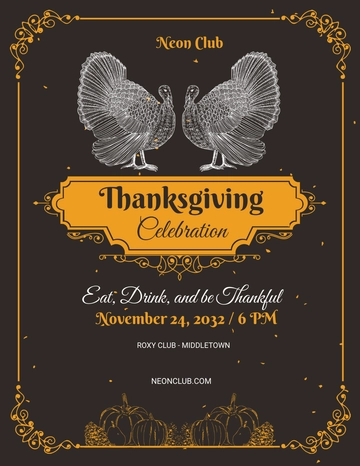 Free Printable Thanksgiving Party Flyer Template to Edit Online