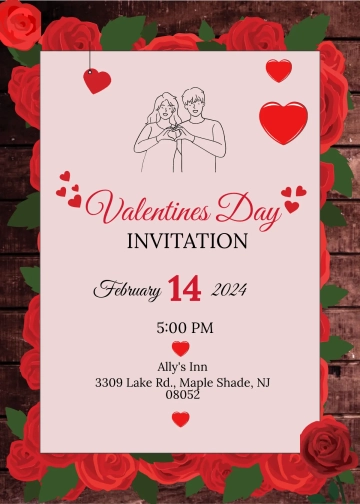 Free Editable Valentine's Day Invitation Template to Edit Online