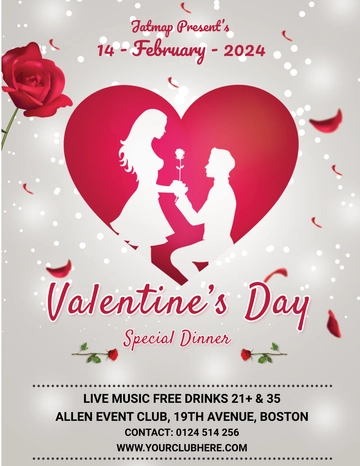 Free Romantic Valentine's Day Menu Template to Edit Online