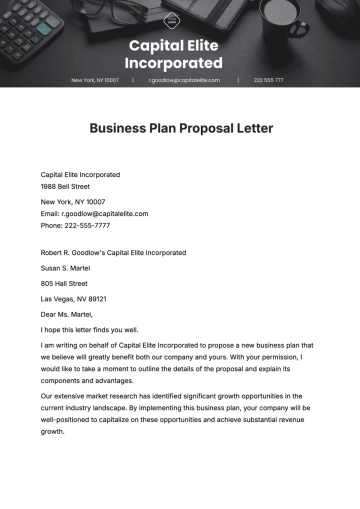 Free Business Plan Proposal Letter Template to Edit Online