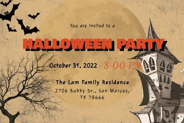 Free Typography Halloween Party Invitation Template to Edit Online