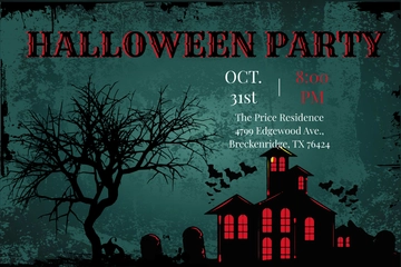 Free Haunted House Halloween Party Invitation Template to Edit Online
