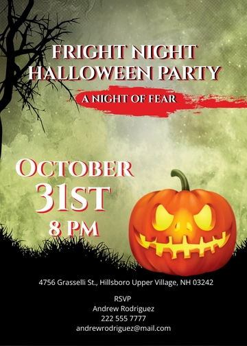 Free Fright Night Halloween Invitation Template to Edit Online