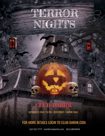 Free Halloween Terror Night Flyer Template to Edit Online