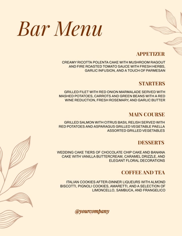 Free Sample Catering Menu Template to Edit Online