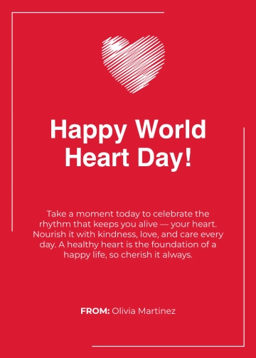 Free World Heart Day Greeting Card Template to Edit Online