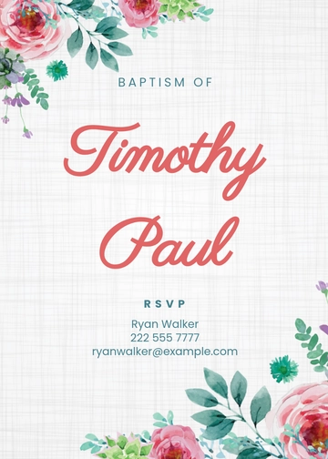 Free Simple Baptism Invitation Card Template to Edit Online