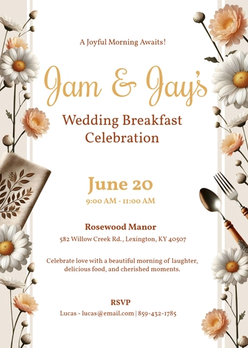 Free Wedding Breakfast Invitation Template to Edit Online