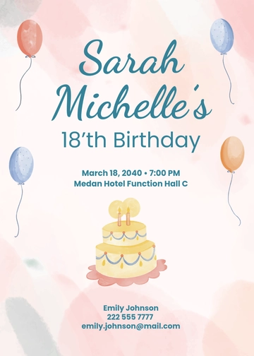 Free Watercolor Debut Invitation Template to Edit Online