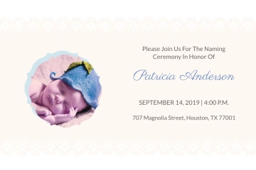 Free Wonderful Baby Naming Ceremony Invitation Card Template to Edit Online