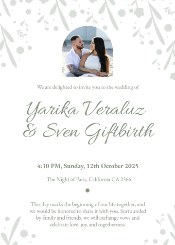 Free Sample Wedding Invitation Card Template to Edit Online