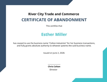 Free Certificate of Abandonment Business Name Template to Edit Online