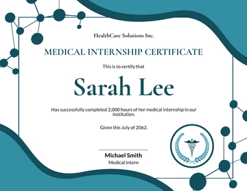 Free Medical Internship Certificate Template to Edit Online