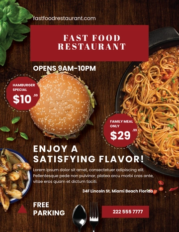 Free Fast Food Restaurant Flyer Template to Edit Online