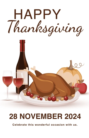 Free Thanksgiving Party Poster Template to Edit Online