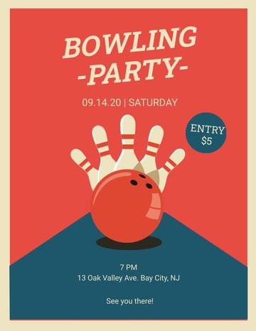 Free Bowling Party Flyer Template to Edit Online