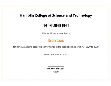 Free Merit Award Certificate Template to Edit Online