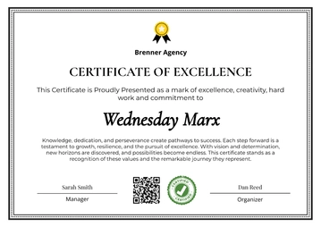 Free Agency Certificate of Excellence Template to Edit Online
