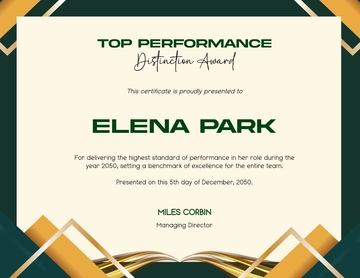 Free Best Performance Certificate Template to Edit Online