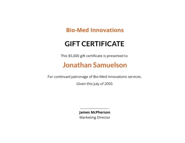 Free Company Gift Certificate Template to Edit Online