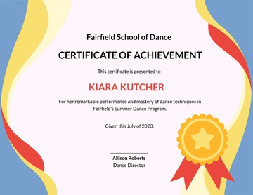 Free Dance Achievement Certificate Template to Edit Online