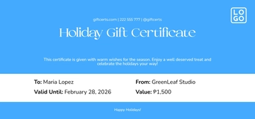 Free Simple Holiday Gift Certificate Template to Edit Online