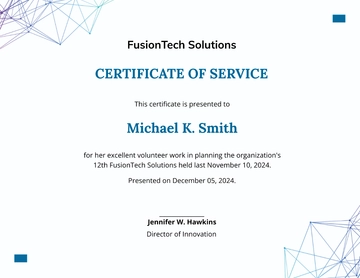 Free Volunteer Service Certificate Template to Edit Online