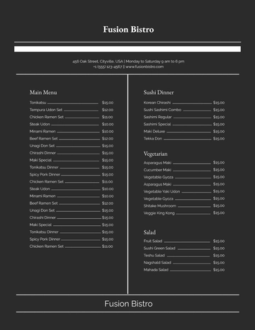 Free Simple Asian Restaurant Menu Template to Edit Online