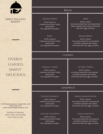 Free Elegant Bakery Menu Template to Edit Online