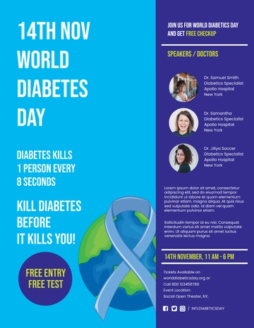 Free World Diabetes Day Flyer Template to Edit Online