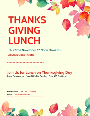 Free Thanksgiving Lunch Flyer Template to Edit Online