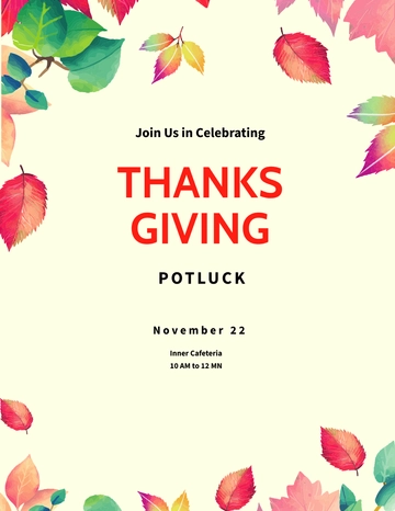 Free Thanksgiving Potluck Flyer Template to Edit Online