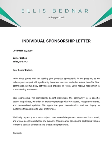Free Individual Sponsorship Letter Template to Edit Online