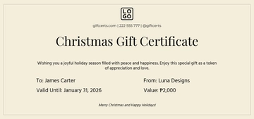 Free Minimal Christmas Gift Certificate Template to Edit Online